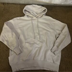 Nike Beige Pullover Hoodie with Black Swoosh Tag
